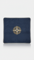 Embroidered moving blanket with plush lining